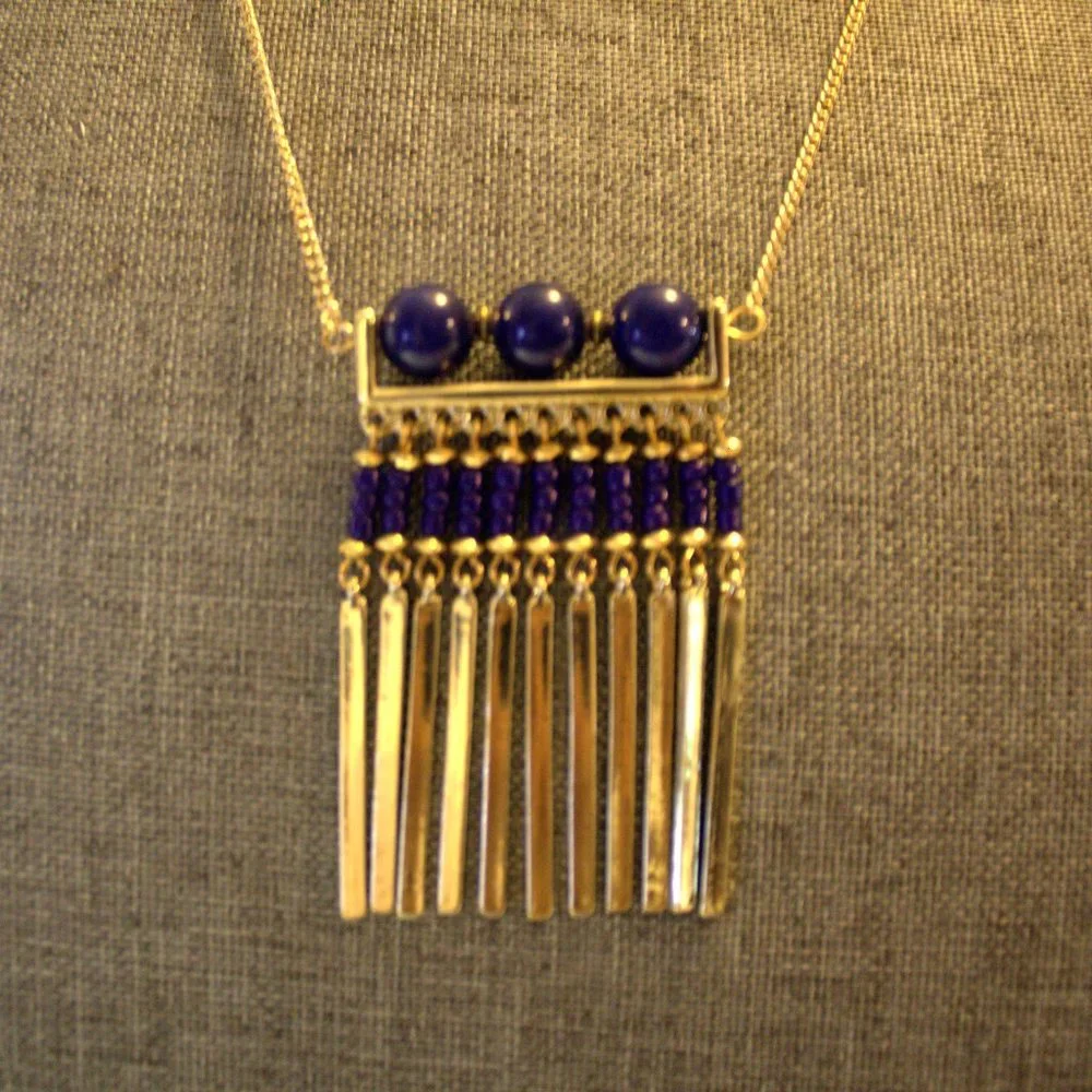 Gennaro-Brand Gold and Navy Blue Necklace - Picture 1 of 3